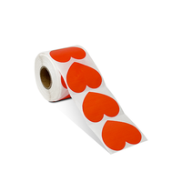 Étiquette autocollante imperméable pour imprimante thermique directe, forme cœur ronde, couleur, 50x50mm, pour vêtements, emballages cadeaux