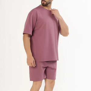 Ensemble t-shirt à manches courtes et short assorti pour homme, tissu léger, costume deux pièces, style streetwear, ensemble d'été pour homme - Product Image 5