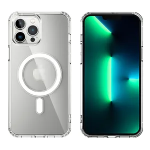 Magnetic wireless charge Clear cell phone case For iPhone 14 PRO MAX