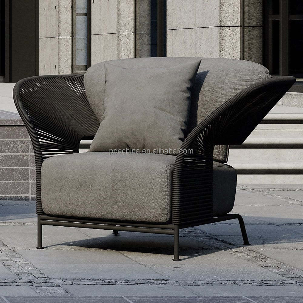 Whole Patio Outdoor Dining Room Garden Rope Chair Set Furniture Rope Woven Outdoor Dining Chair Patio Stainless Steel Chair