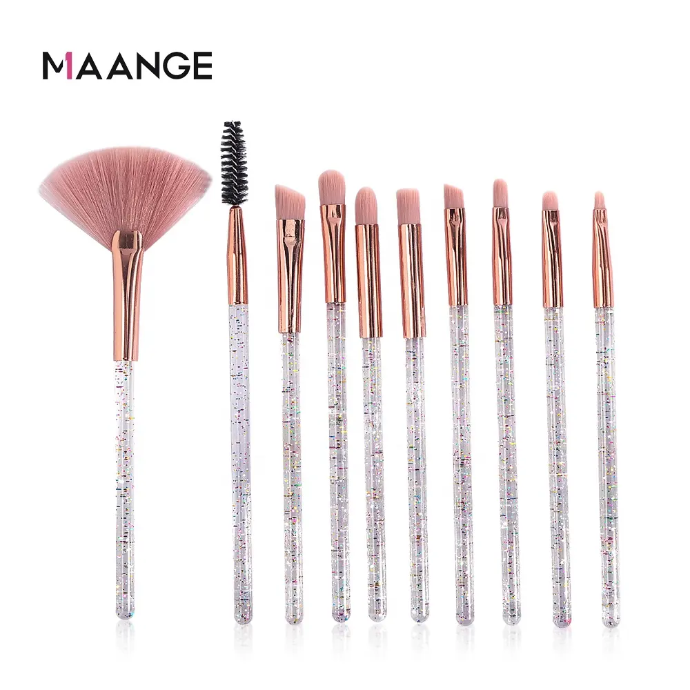 MAANGE new professional 10pcs make up brushes custom logo angled brow powder concealer Vegan soft makeup brush set