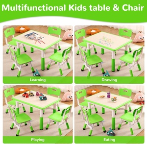 Nouvelle table et chaise multifonctionnelles en plastique pour enfants, avec plateau en bois, réglables en hauteur, idéales pour la maternelle - Product Image 2