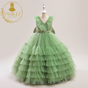 FSMKTZ Vestido de Fiesta de Malla Esponjosa para Niñas, Vestido de <span class=keywords><strong>Carnaval</strong></span> con Cuello en V para Niñas, Vestido de Princesa para Cumpleaños y Bodas - Product Image 3