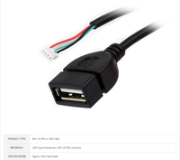 Cable MX1.25 de 4 Pines a USB, Puerto Hembra USB Tipo A, Aprox. 30 cm de longitud total, adecuado para diversos dispositivos electrónicos digitales.