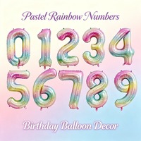 Ballons en feuille de 40 pouces, minces, en forme de chiffres, arc-en-ciel, pour fêtes d'anniversaire, décoration intérieure et extérieure, fournitures de décoration, OEM fabricant