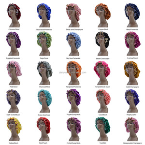 <span class=keywords><strong>Bonnet</strong></span> en satin de soie double couche personnalisé avec LOGO, 40 couleurs, bonnets de nuit réversibles pour dormir - Product Image 3