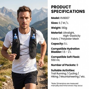 Chaleco de Hidratación Ultraligero para Correr por Senderos, para Hombre y Mujer, con Bolsa de Agua de 2L, Malla Transpirable, Sin Rebotes, para Maratón - Product Image 5