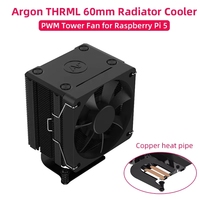 Pendingin Radiator Raspberry Pi 5 Argon THRML 60mm dengan Heatsink Tembaga, Pendingin Pasif Aktif Ice Tower Kipas PWM untuk RPI 5
