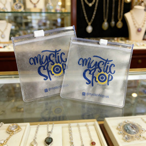 Custom Transparent PVC Zipper Bag with White Zipper and Blue Logo for Jewelry Packaging OEM - Product Image 2