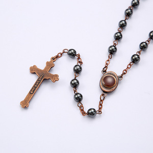 6 MM ematite perle <span class=keywords><strong>nere</strong></span> crocifisso grani di pietra San Gerusalemme croce terra antico <span class=keywords><strong>rosario</strong></span> religioso <span class=keywords><strong>collana</strong></span> - Product Image 1