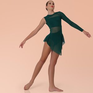 Abito da ballo da sala per ragazze moderne body con gonna a manica e gonna per spettacoli di balletto contemporaneo per bambini - Product Image 3