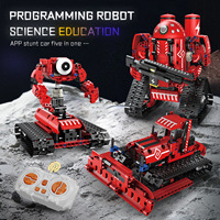 5 En 1 rojo DIY STEM APP RC Robot bloques juguete programación ciencia bloques de construcción educativos ladrillo para niños