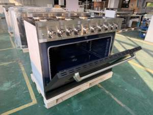 Estufa de Gas de Convección Profesional de 48 Pulgadas, 7 Quemadores, 7.84 Pies Cúbicos Vitrina Independiente Negra con Puerta de Vidrio de Triple Capa e Iluminación LED para el Hogar - Product Image 3