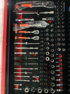 Ensemble d'outils de réparation automobile en acier inoxydable, clé <span class=keywords><strong>à</strong></span> cliquet, douilles multifonctions, boîte <span class=keywords><strong>à</strong></span> outils combinée, étui rigide OEM - Product Image 1