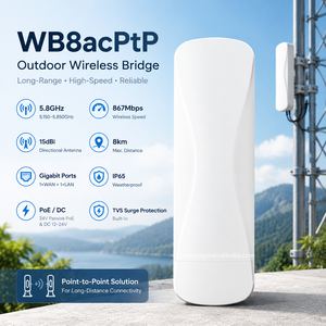 Pont Ethernet sans fil Gigabit extérieur 5,8 GHz 867 Mbps WiFi5 longue portée 8 km avec antenne 15 dBi Point à Point - Product Image 1