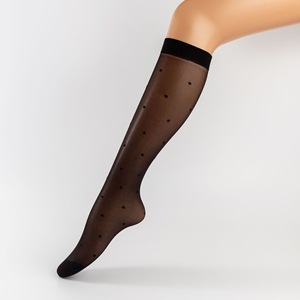 Çekirdekli İplikten Şeffaf Naylon Diz Üstü Çoraplar Kadınlar İçin Sevimli Lolita Geometrik Desenli Nefes Alabilen İnce Kış Çorapları - Product Image 6