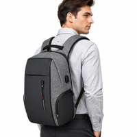 Sac à dos pour ordinateur portable professionnel 15,6 pouces avec logo personnalisé, en polyester Oxford imperméable, port USB, antivol, unisexe, avec ceinture à coussin d'air