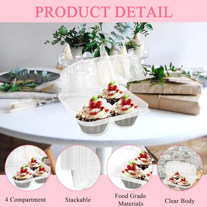 Boîte d'emballage alimentaire en plastique jetable écologique en gros, boîte à gâteau à 6 compartiments en forme de coquille - Product Image 4