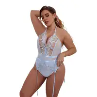 סקסי רשת שקוף פרספקטיבת פרח עצם בגדי בוגר הלבשה תחתונה בתוספת גודל בגד גוף לנשים