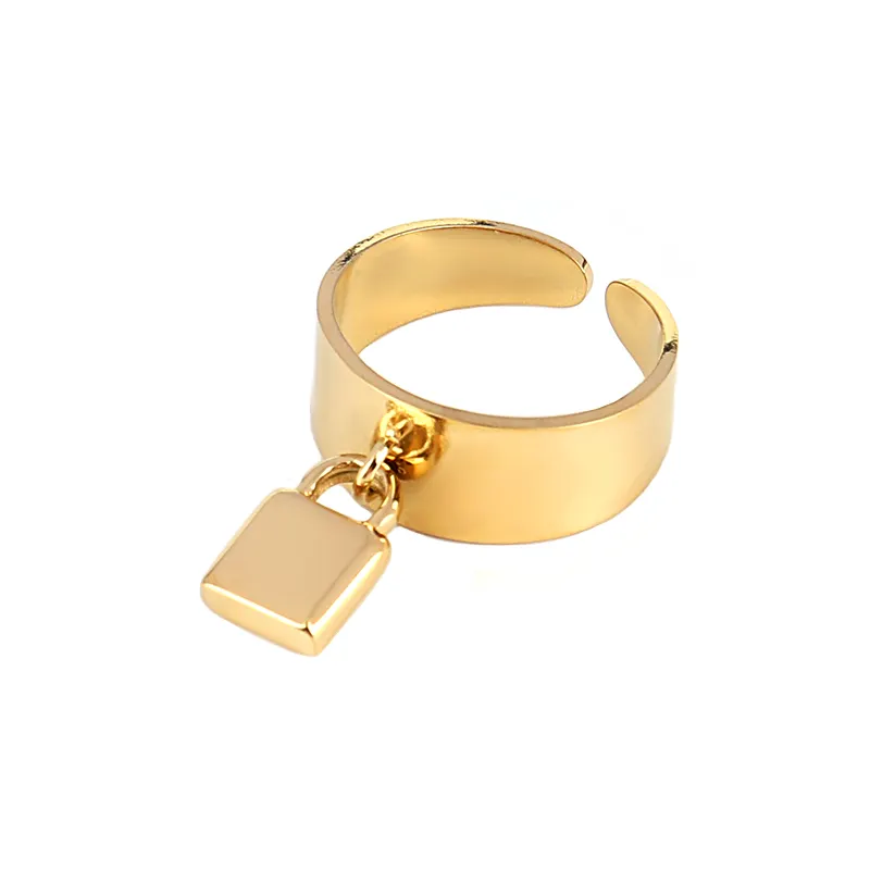 18 Karat Gold PVD plattiert 316L Edelstahl ringe für Frauen Chunky Lock Breiter Ring Modeschmuck Ringe für Männer