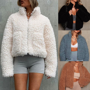 Automne <span class=keywords><strong>hiver</strong></span> femmes en peluche Cardigan veste courte <span class=keywords><strong>manteau</strong></span> respirant transfrontalier pour <span class=keywords><strong>Amazon</strong></span> vêtements Europe United - Product Image 2