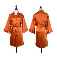 Vente chaude Femmes Court Kimono Robe Doux Mariée Robes Avec Passepoil pour La Fête De Mariage Satin Peignoir