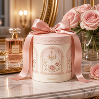 Boîte cadeau cylindrique élégante en carton rigide pour coffret cadeau cosmétique de luxe, boîte florale personnalisée imprimée en gros