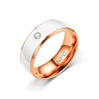 Anneaux en acier inoxydable pour homme SC, couleur unie, étanches, multifonctionnels, NFC, anneaux intelligents pour téléphone mobile Android, plaqués or rose