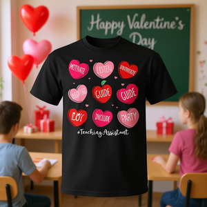 Camiseta Retro de San Valentín con Corazones para Maestras y Estudiantes - Regalo Promocional - Product Image 3