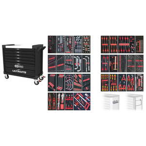 Armoire à outils XL à 7 tiroirs en métal de conception compacte 677 pièces équipées de mécanismes de glissement en douceur - Product Image 2