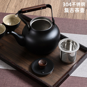 304 Stainless Steel Retro Teapot With Lid Heat Resistant <b>Camping</b> Outdoor Use - Product Image 1