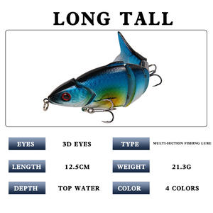 Señuelo de pesca Kfsf Five Joint Fish Lure de 12.5cm y 21g, cebo duro tipo Minnow para pesca de lubina en aguas medias con anzuelo triple. - Product Image 5