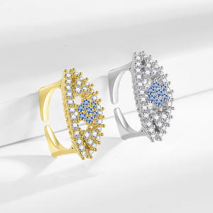 แหวนแต่งงานเพทายสำหรับสุภาพสตรี ดีไซน์ทันสมัย รูปทรงศาสนา ปรับขนาดได้ ผลิตจากโลหะผสมและทองแดง ประดับพลอย งานฝีมือชุบเคลือบ - Product Image 2