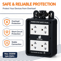 Boîte de prise de courant portable robuste étanche IP54 16A 3500W, multiprise universelle avec boucle de suspension 4 prises