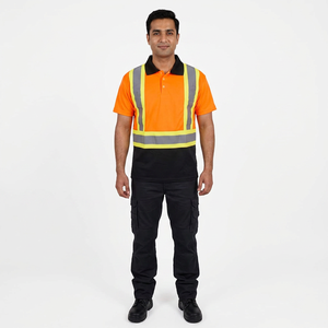 Camisetas Polo de Seguridad de Alta Visibilidad OEM, Reflectantes, al por Mayor, Desechables, Personalizadas, Tejidas, Negras, Reflectantes - Product Image 1