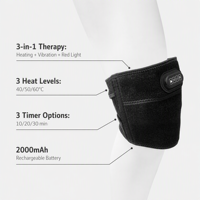 Masseur de genou rechargeable avec minuterie, lumière rouge, vibration, chauffage, appareil de massage électrique portable pour les genoux