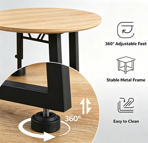 Ronde houten bijzettafel met industrieel metalen frame, kleine ronde salontafel voor woonkamer slaapkamer huisdecoratie - Product Image 6
