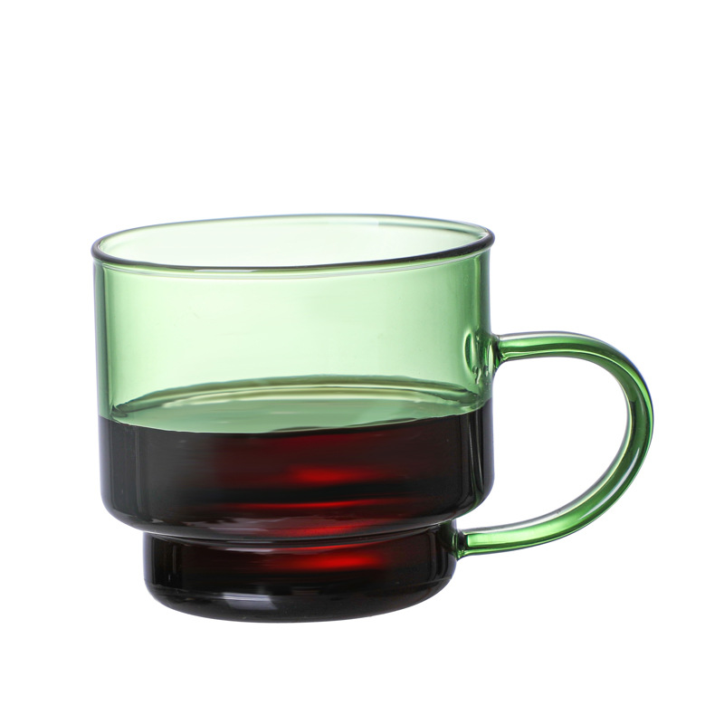 Cute Nordic Single Layer Solid Color High Borosilicate Heat Resistant Glass Cup With Handle