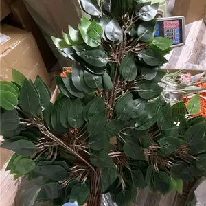 Real Touch Leaves Artificial Plants and Greens Artificial Banyan Leaves Artificial 12pcs Leaves for Event Indoor Decoration