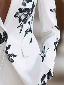 <span class=keywords><strong>Blazer</strong></span> floreale Casual sportivo Chic europeo da <span class=keywords><strong>donna</strong></span> con stampa <span class=keywords><strong>blu</strong></span> in tessuto a doppio petto - Product Image 4