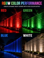 Lámpara LED Cuadrada RGBW de 96w para Exteriores, con Soporte en Forma de U y Ángulo de Montaje Ajustable, para Fachadas, Modelo W220, Fabricación OEM/ODM