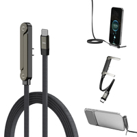 Kabel Pengisi Daya Cepat 240W Lipat Populer 2026, Penyangga Ponsel, Sudut 90 Derajat, Multi-Angle, Kabel USB-C ke C Berbahan PVC Tahan Lama, untuk Game dan Rapat