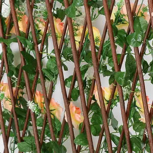 Geri çekilebilir simülasyon çit yaprakları açık ahşap çit yapay bitki avlu ev balkon dekorasyon