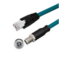 Câble Ethernet Cat6 M12 vers RJ45 étanche, 8 conducteurs en cuivre, câble de caméra industrielle Cognex à codage X, haute flexibilité, câble de traînage