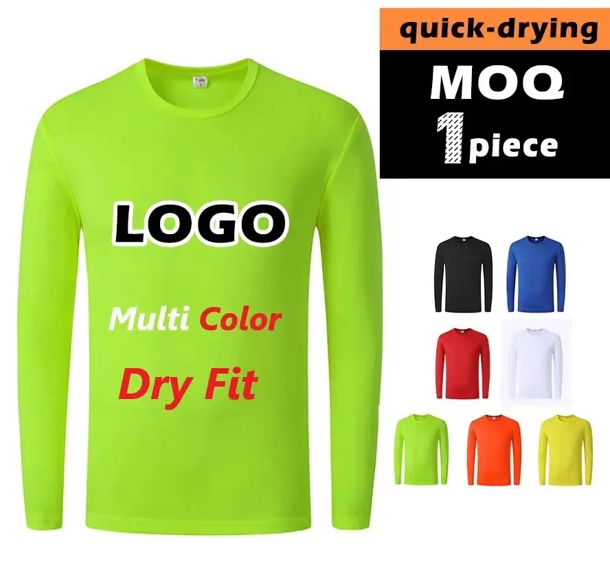 T-shirt à séchage rapide et respirant pour hommes, avec impression par sublimation, fitness, 100% polyester, manches longues