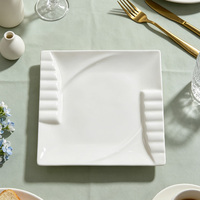 Assiette en céramique blanche unie, sans danger pour les aliments, en porcelaine, passe au lave-vaisselle, passe au micro-ondes, pour la restauration et l'usage domestique