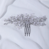 Luxuriöser Blattförmiger Klarer Kristall-Haarkamm Handgefertigtes Strass-Braut-Haaraccessoire für Hochzeiten und Feiern