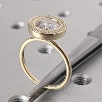 Bague de fiançailles solitaire en diamant de laboratoire 1 carat, sertie pavé, avec halo, en or massif 10K/14K/18K, certifiée IGI, CVD/HPHT, personnalisable