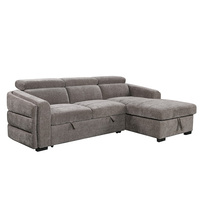 Canapé d'angle rembourré en forme de L avec chaise longue de rangement et canapé sectionnel convertible 2 places avec lit escamotable