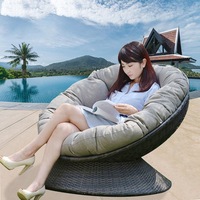 Fauteuil de jardin rotatif en bambou, design moderne et simple, structure en bambou, pour balcon, petit appartement, mobilier d'extérieur
